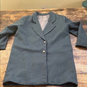 Handmade darker teal blue oversized coat blazer